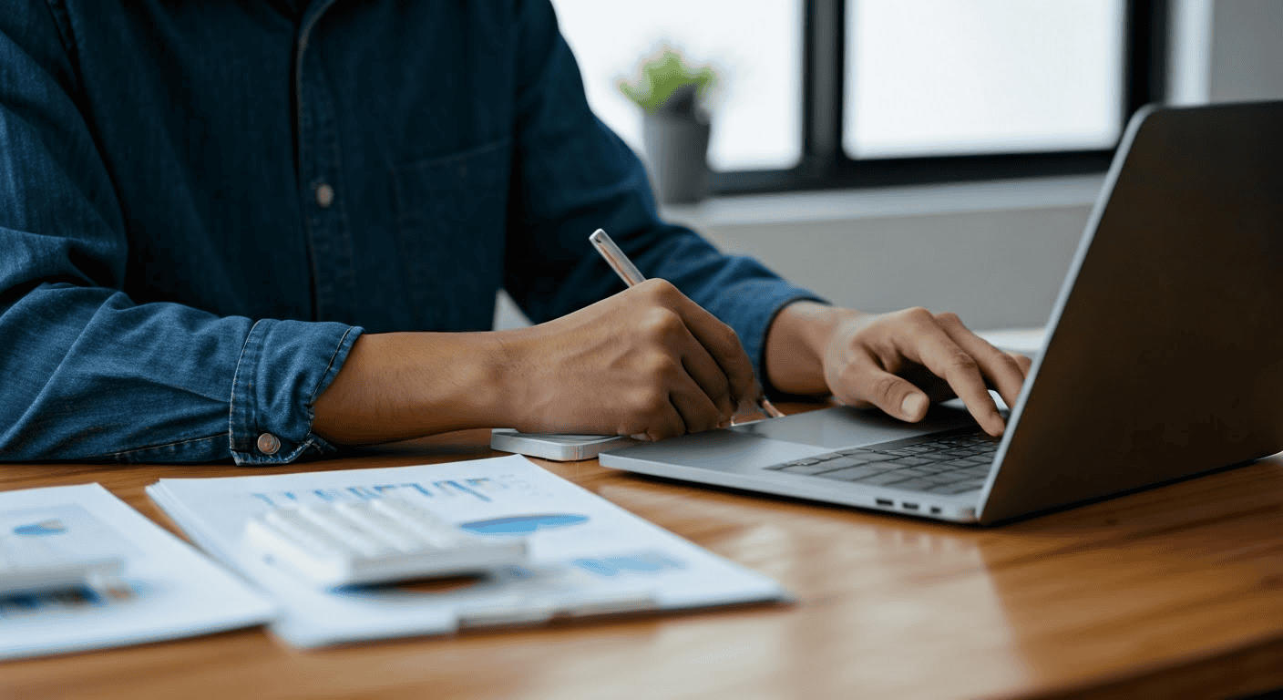 Small business owner at desk